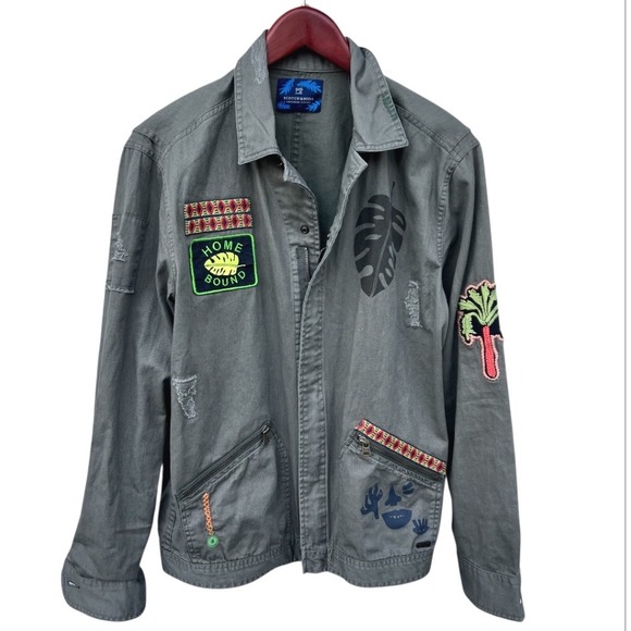 Scotch & Soda Military Jacket Green Patches Japanese Art Grunge Utility Size M - Picture 3 of 17